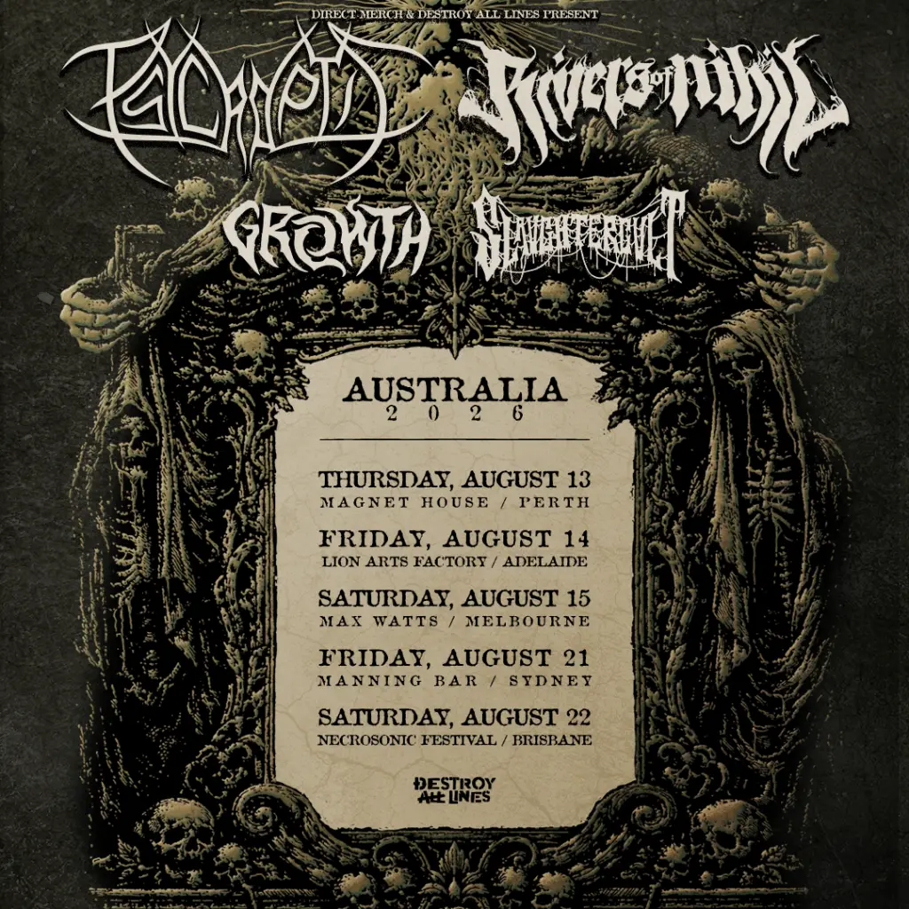Growth are on Tour with Psycroptic, Rivers of Nihil and Slaughtercult - This August
