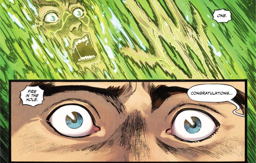 A scene from Innards #1 - Roy is disassembled