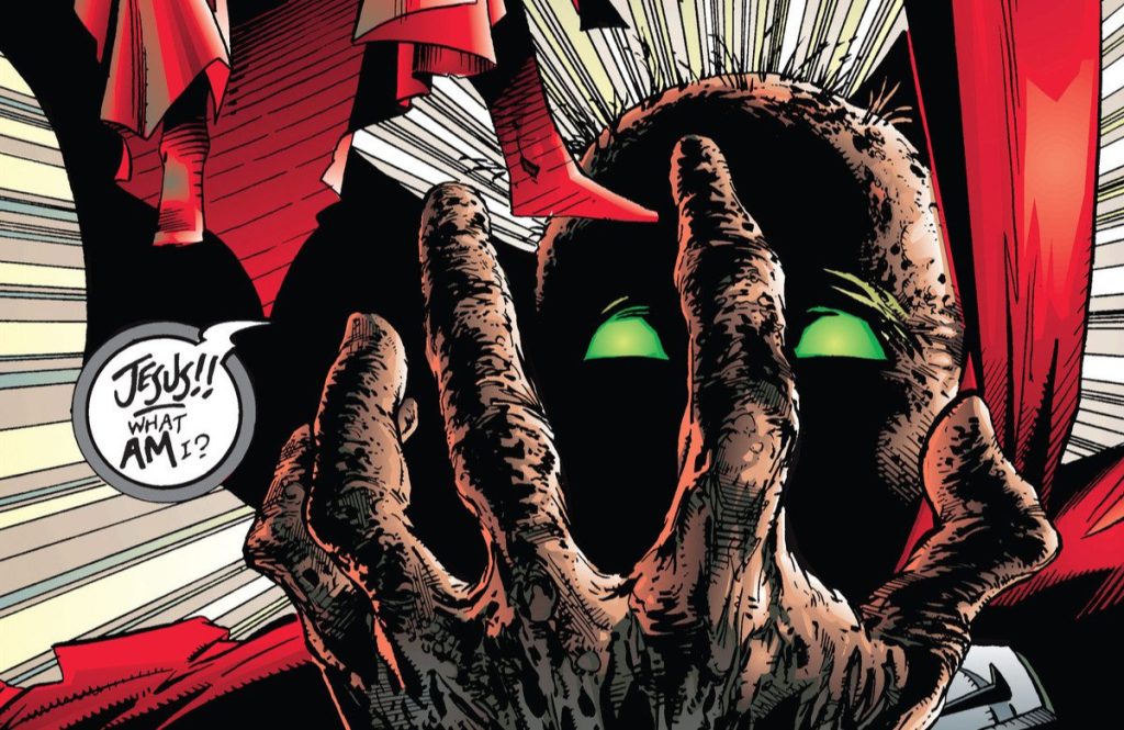 Spawn is shocked at the monster he has become